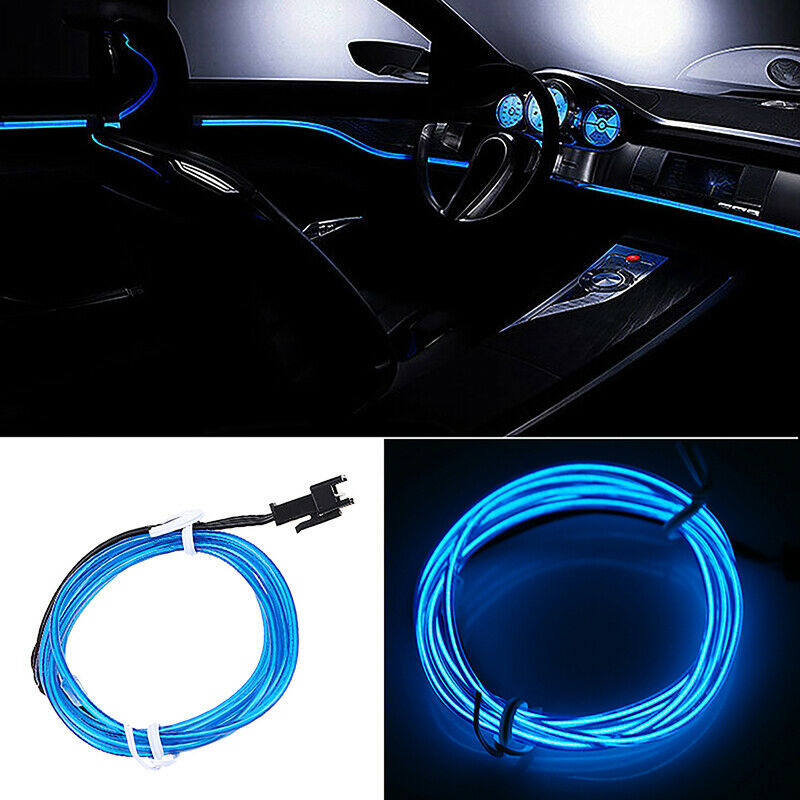 EL Wire Neon LED Car Interior Atmosphere Glow String Strip Lights Rope Tube Lamp