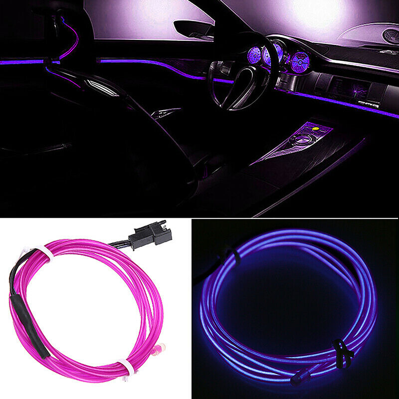 EL Wire Neon LED Car Interior Atmosphere Glow String Strip Lights Rope Tube Lamp