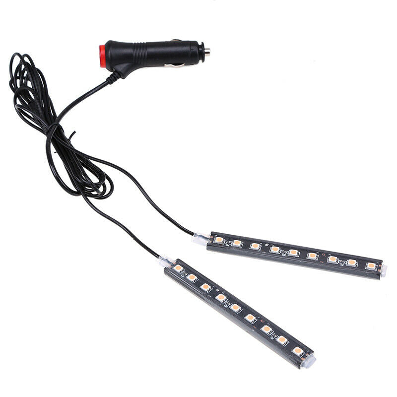 2in1 9LED Interior Atmosphere Lights Foot Strip Lamp Cigarette Lighter Red