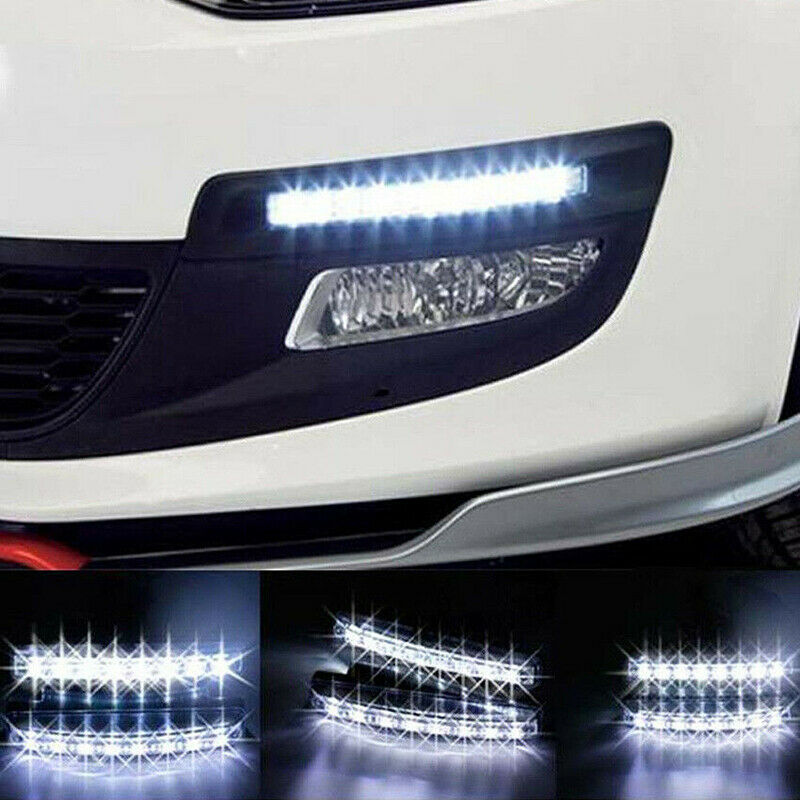 2Pcs Car DRL Fog LED Lights Strip 12V 9 LED Daytime Running Bright Driving Lamp