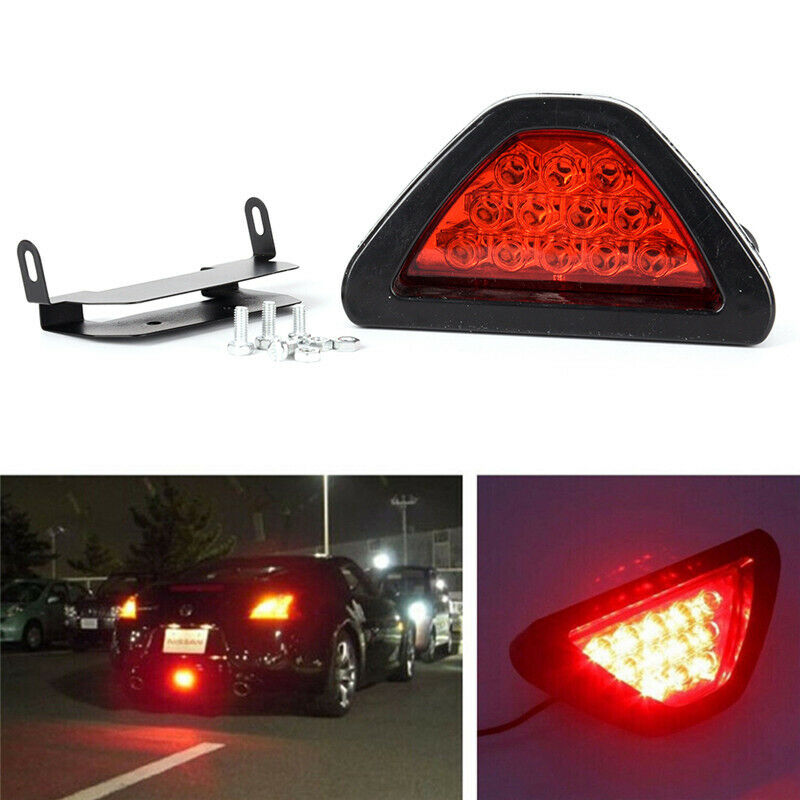 Universal F1 Style Car DRL LED Rear Tail Stop Fog Brake Flash Light Lamp Red Len