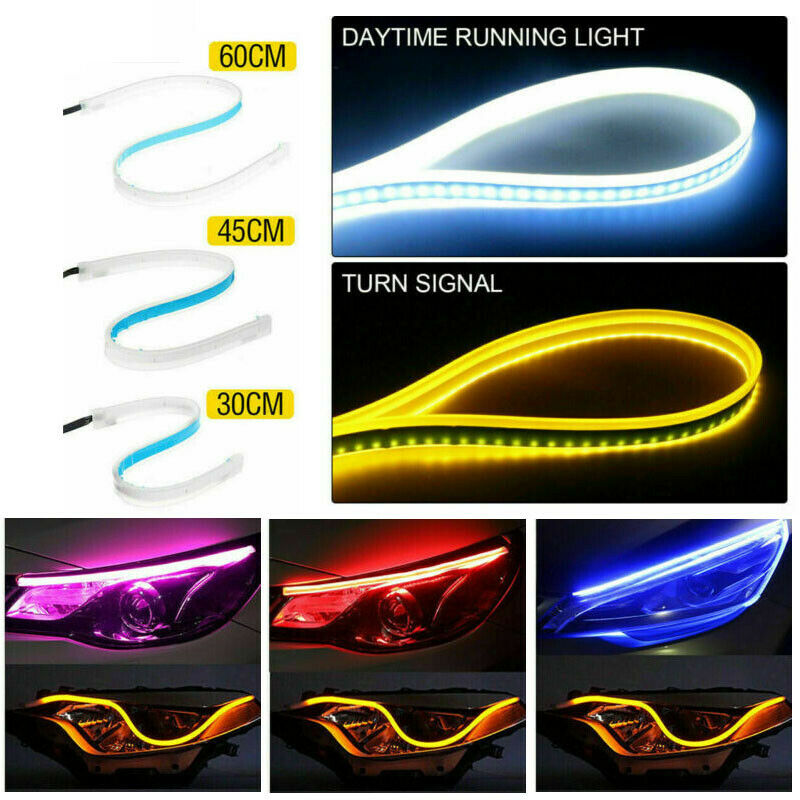 2x Sequential LED Strip Turn Signal DRL Daytime Running Lights Universal