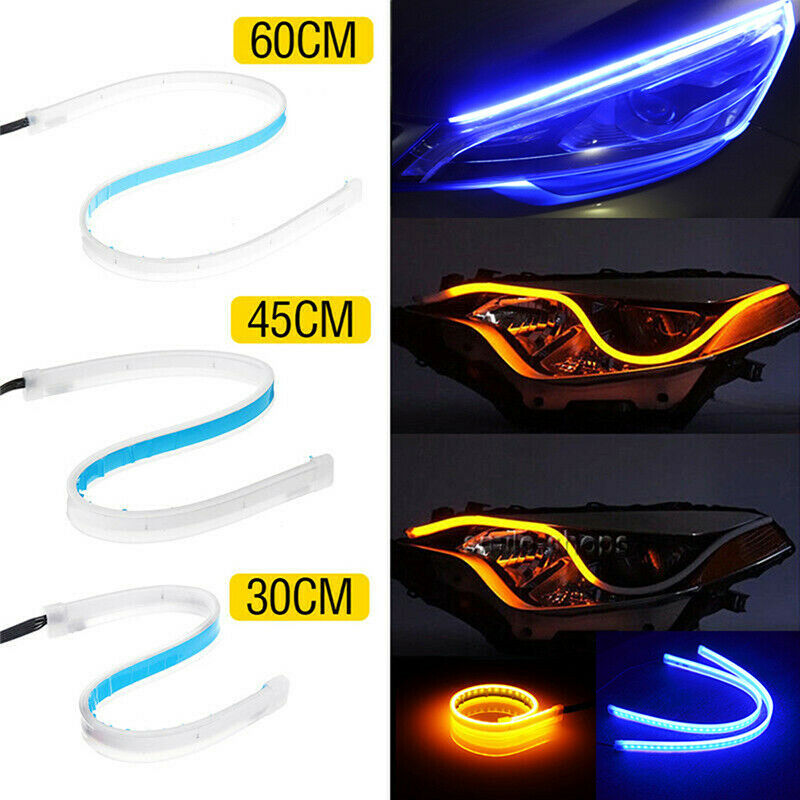 2x Sequential LED Strip Turn Signal DRL Daytime Running Lights Universal