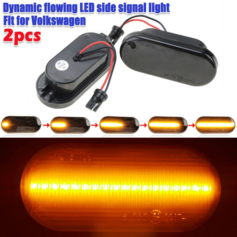 Pair LED Side Marker Signal Light Indicator Repeaters Dynamic Flowing For VW T5