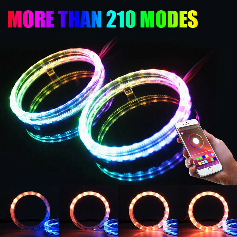 2X Bluetooth RGB Halo Fog Light Rings Angel eyes Headlight Bulbs Remo For Ford