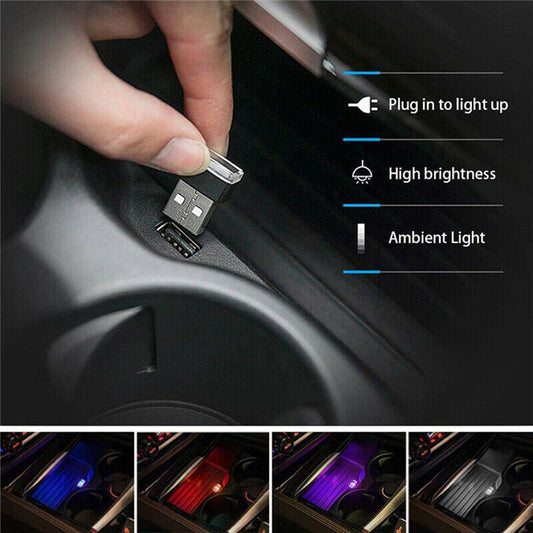 5pcs Mini USB LED Wireless Lamp Car Atmosphere Light Colorful Accessories