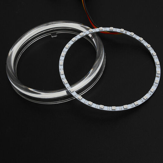 80mm RGB Car LED Angel Eyes Light Headlight Fog Halo Rings APP Bluetooth Lamp ae