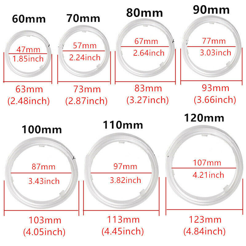 2PCS 60mm/70mm/80mm/90mm/100mm Car LED ring Angel Eyes Halo Fog Head Light UK