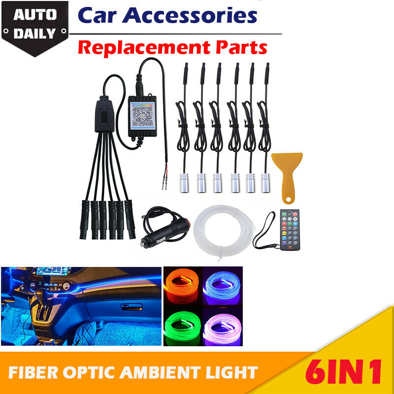 8M RGB LED Car Fiber Optic Neon EL Wire Strip Light Waterproof Atmosphere APP UK