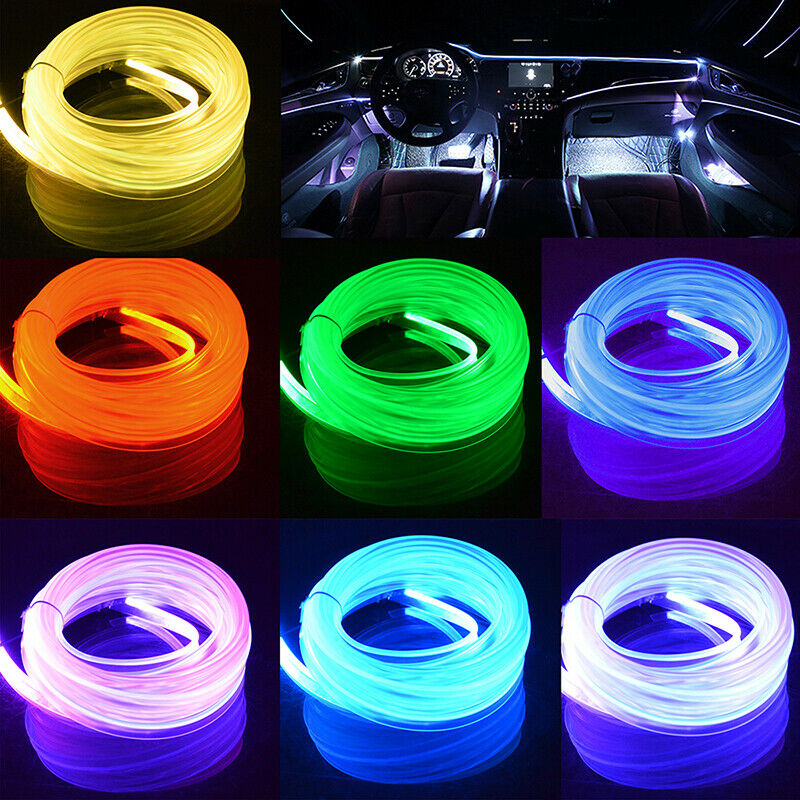 8M RGB LED Car Fiber Optic Neon EL Wire Strip Light Waterproof Atmosphere APP UK