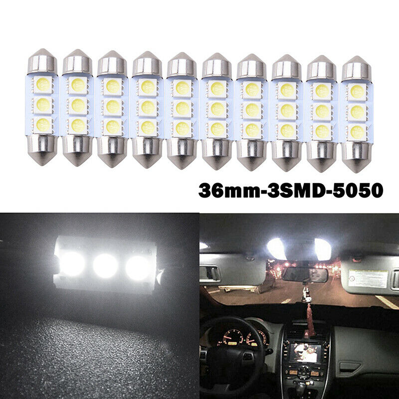 10/20/50x 36MM 3-SMD 5050 Lights Bulbs Car Festoon LED Error Free Interior UK