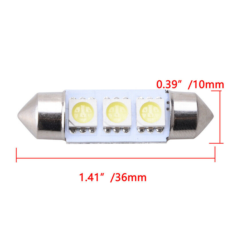 10/20/50x 36MM 3-SMD 5050 Lights Bulbs Car Festoon LED Error Free Interior UK