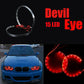15LED Car Devil Eyes Demon Eye Light 3" Headlight Projector Halo Ring 7 Colours