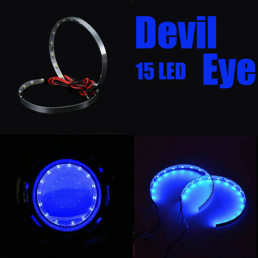 15LED Car Devil Eyes Demon Eye Light 3" Headlight Projector Halo Ring 7 Colours