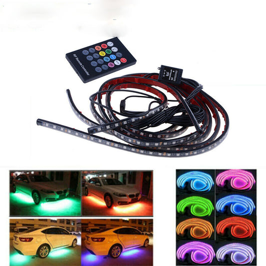 UK 90x120CM LED Strip Under Car Tube underglow Underbody System Neon Lights Kits