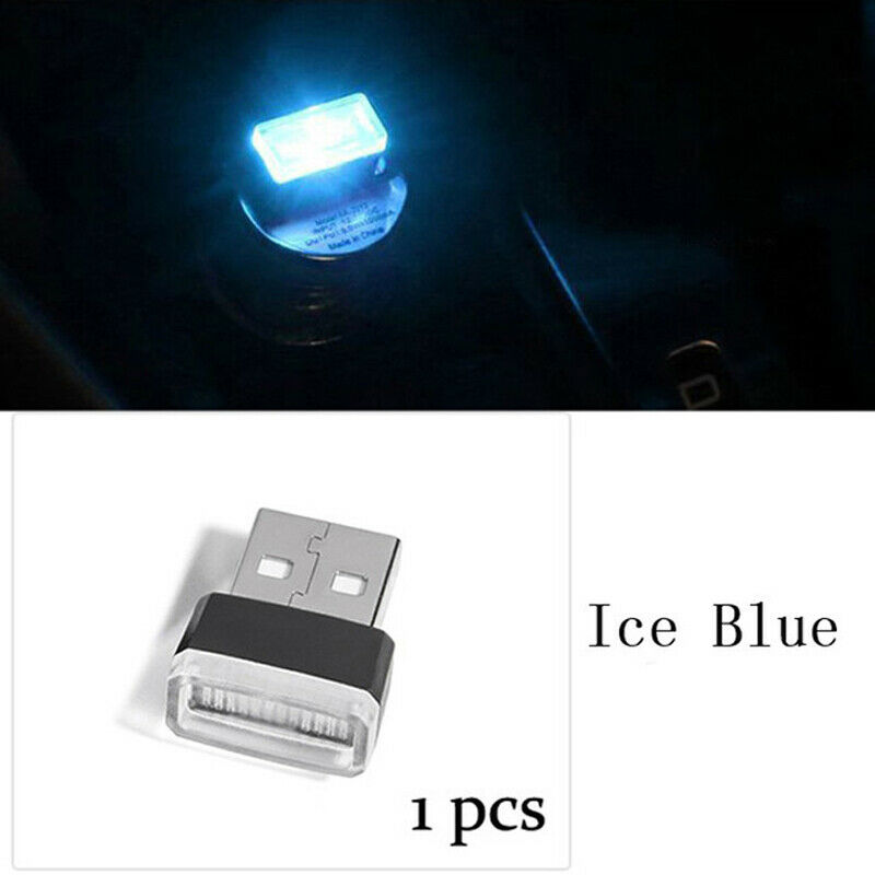 Mini USB LED IceBlue Color Wireless Lamp Car Atmosphere Light Colorful Accessory