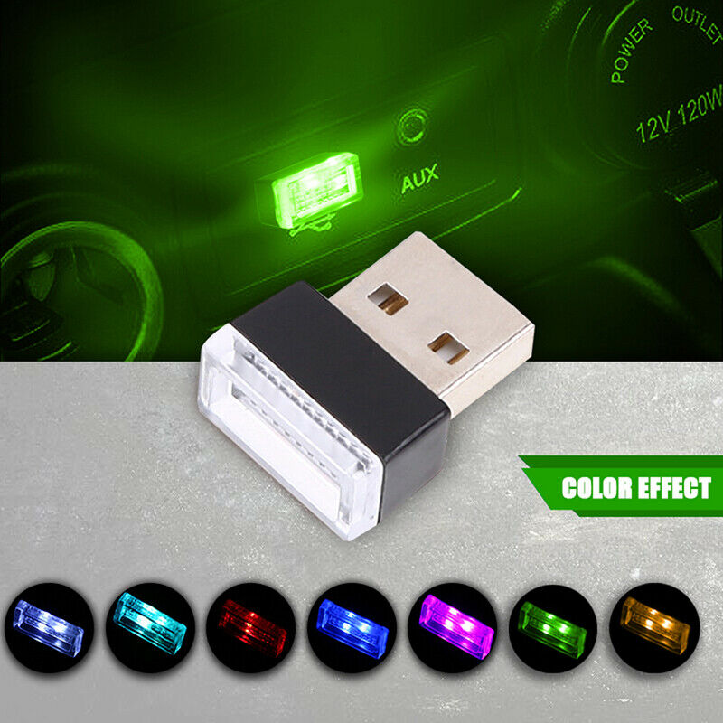 Mini USB LED Green Color Wireless Lamp Car Atmosphere Light Colorful Accessory