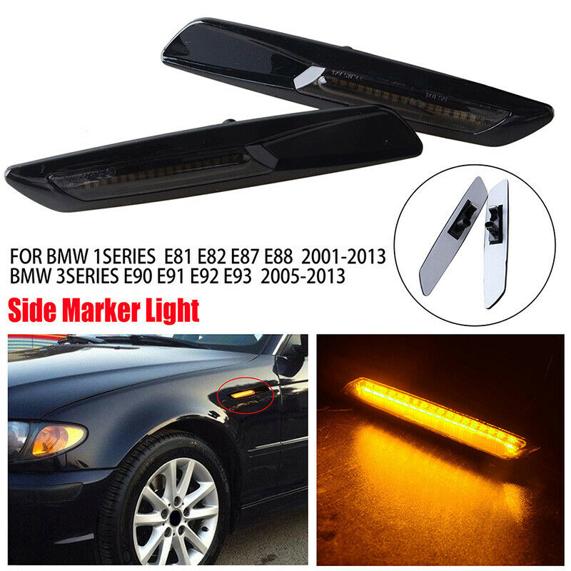 For BMW 1/3/5-Series F10 Style Smoke Amber LED Turn Signal Side Marker Lights