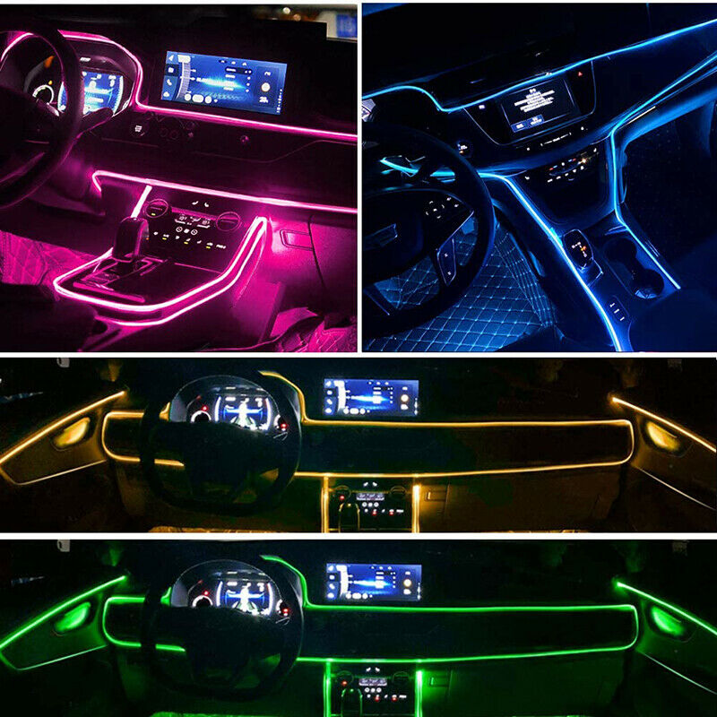 9in1 5m RGB LED Car Interior Fiber Optic Neon Strip Atmosphere Light APP Control
