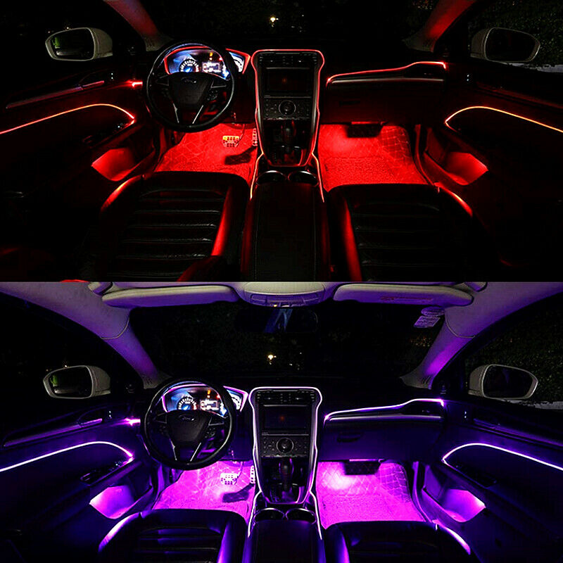 9in1 5m RGB LED Car Interior Fiber Optic Neon Strip Atmosphere Light APP Control