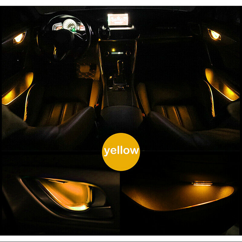 4x Car Door Bowl Handle LED Ambient Atmosphere Light Interior Accessory Yellow