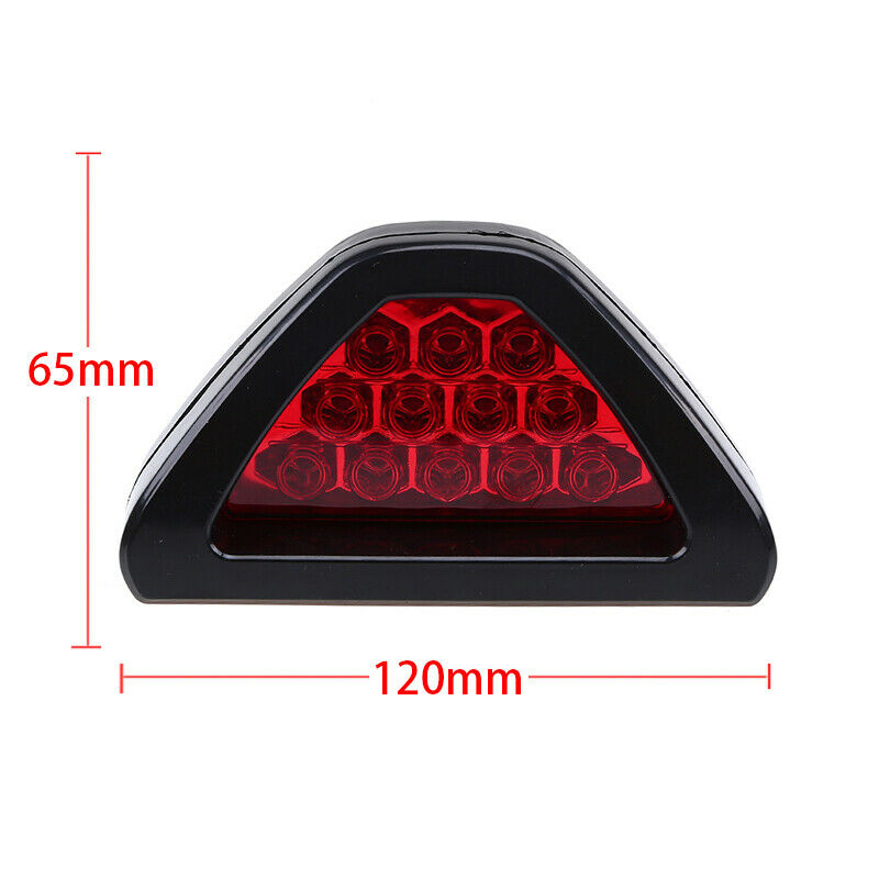 F1 Style 12-LED Car Vehicle Triangle Red Third Brake Stop Light Lamp Motorcycle