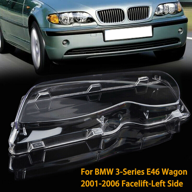 Left For BMW E46 3 Series 2002-2005 Clear Headlight Plastic Lens Lamp Cover AE