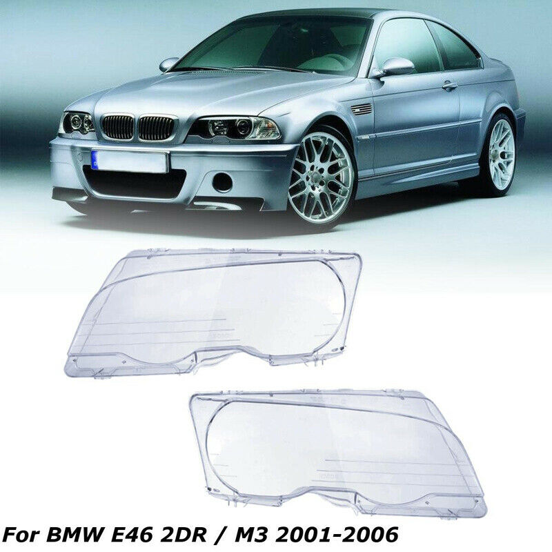 For BMW E46 2DR 1999 2000 2001 2002 2003 Coupe 2 Door Headlight Lens Cover PAIR