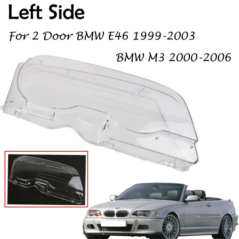 For BMW E46 2DR 1999 2000 2001 2002 2003 Coupe 2 Door Headlight Lens Cover PAIR