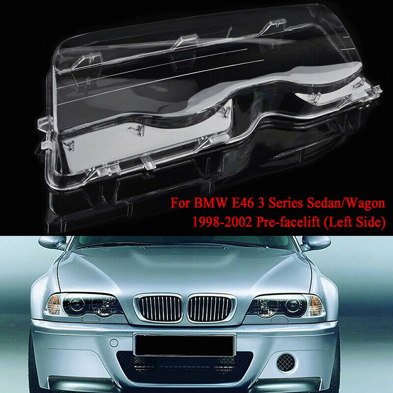 Left Side For BMW E46 1998-2001 Headlight Lens Headlamp Cover Clear 4 Door
