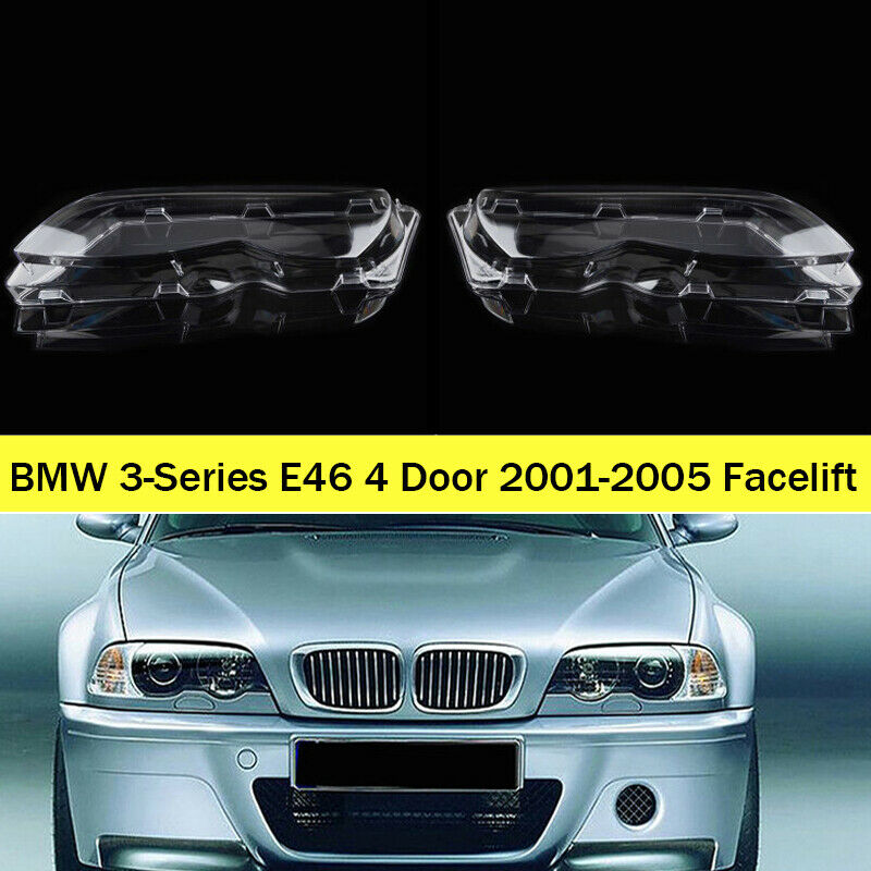 Headlight Lens Cover For 2002-2005 BMW E46 3 Series Replacement Left Right Side