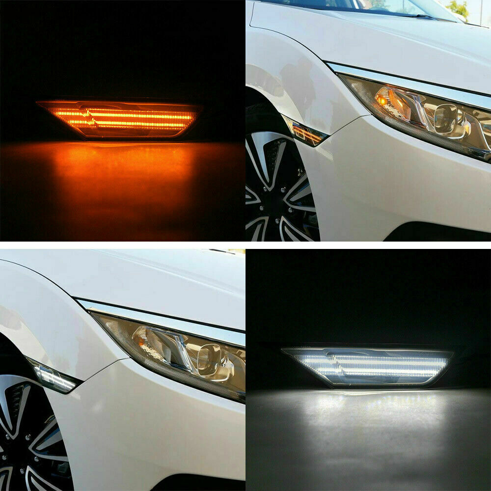 Switchback Smoked LED Side Marker Light Turn Signal For 2016-2021 Honda Civic