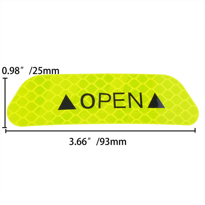 4pcs/Set Car Door Sticker Reflective Tape Safety Warning Decal Yellow Universal