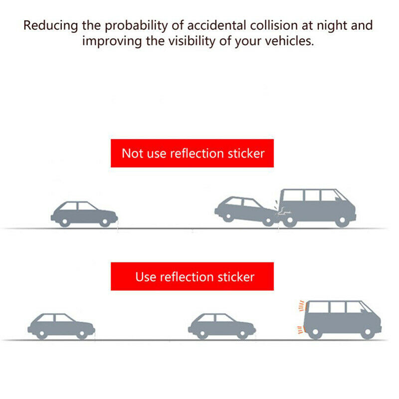 2x White Reflective Night Safety Warning Car Bumper Rim Rear Wheel Decal Fender
