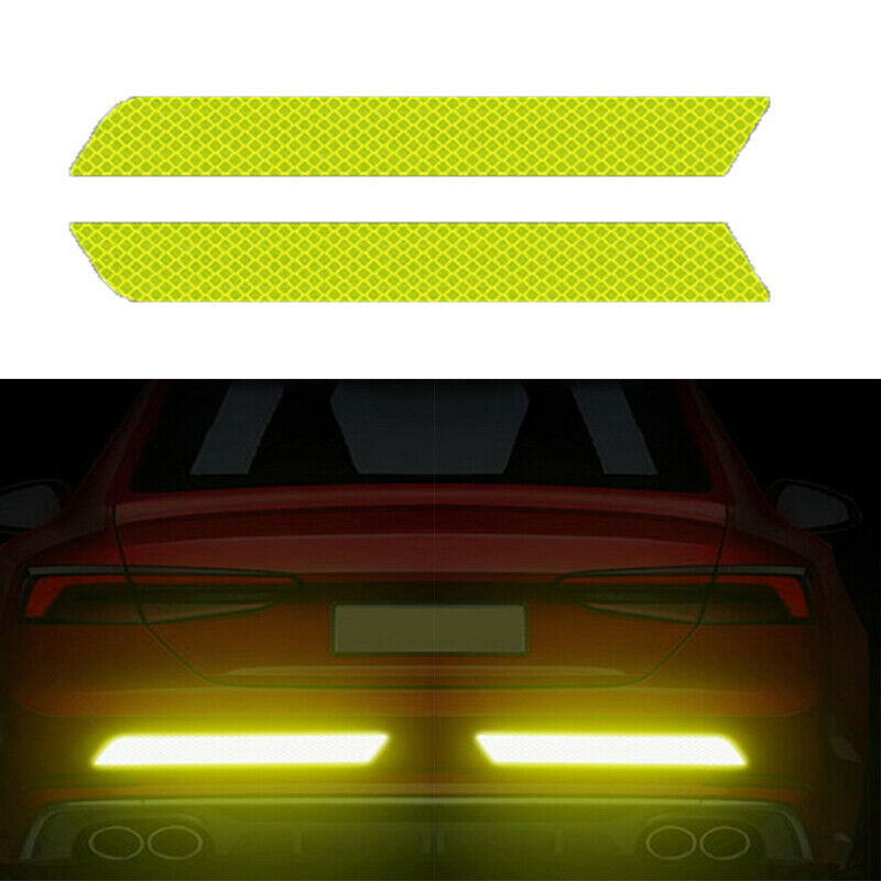 2x Green Reflective Cycling Safety Warning Car Rear Bumper Decal Tape Sticker AH