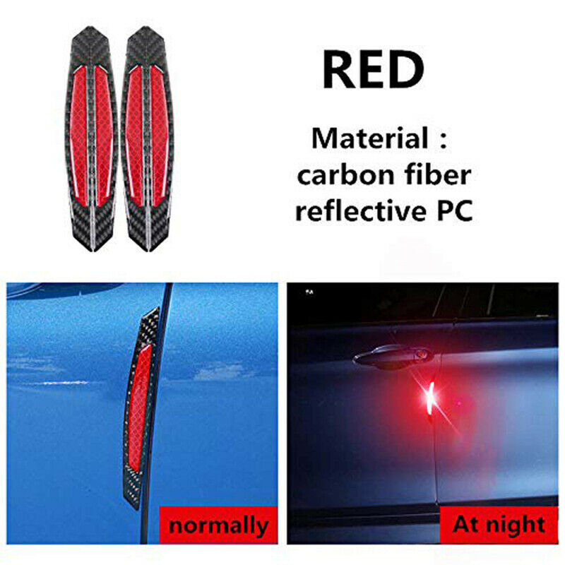 4x Red Car Warn Strip Tape Bumper Safety Stickers Decals Reflective Protect Deco