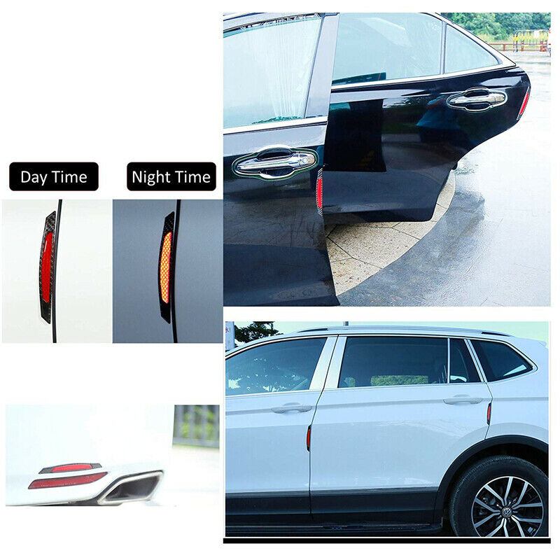 4x Red Car Warn Strip Tape Bumper Safety Stickers Decals Reflective Protect Deco
