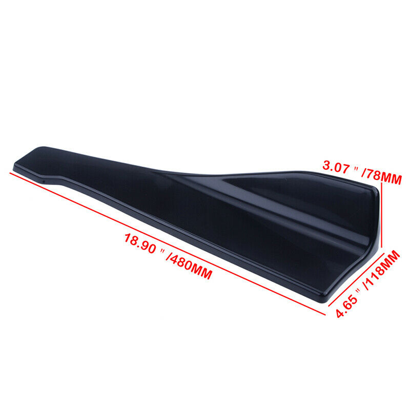 18.9"48CM Black Car Van Side Skirt Rear Rocker Splitters Winglet Wing Universal