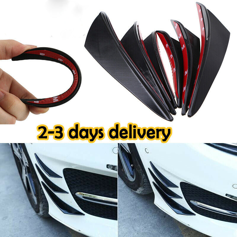 6pcs Plastic Car Front Bumper Lip Splitter Fins Body Spoiler Canards Black