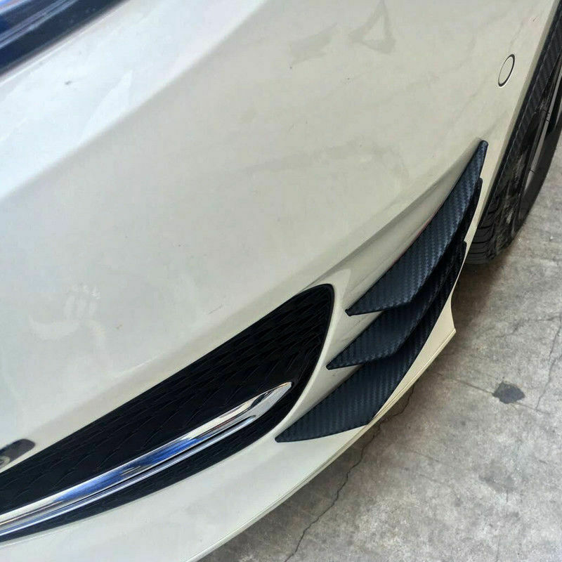 6Pcs/Set Carbon Car Front Bumper Lip Splitter Fins Body Spoiler Canards Fin Lip