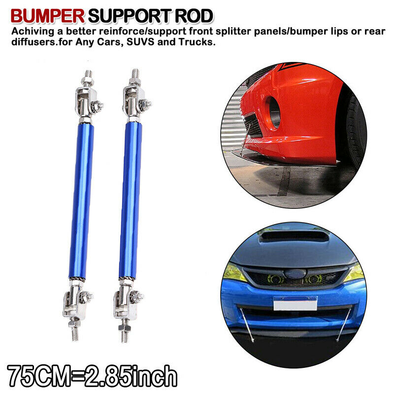 2x Adjustable 2.9"-5.2" Bumper Lip Splitter Rod Strut Tie Bar Support royalblue