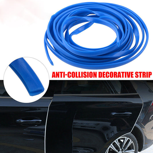 5m Blue V-shape Car Door Rear Edge Protector Seal Strip Guard Trim Rubber For VW