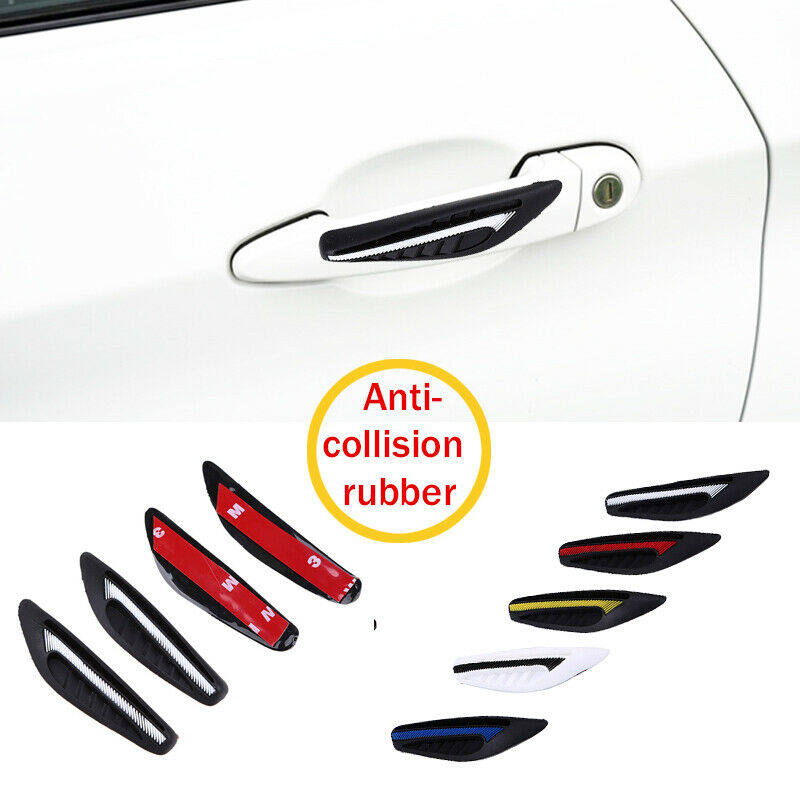 4x Black Car Bumper Protector Straps Guard Door Edge Anti-Scratch Strips part ah
