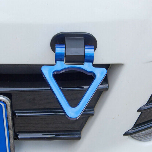 1pc Triangle Blue High-Strength Racing Car Tow Strap Rear Bumper Hook Decor