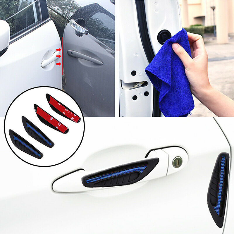 4x BLUE &BLACK Car Bumper Protector Straps Guard Door Edge Anti-Scratch Strips