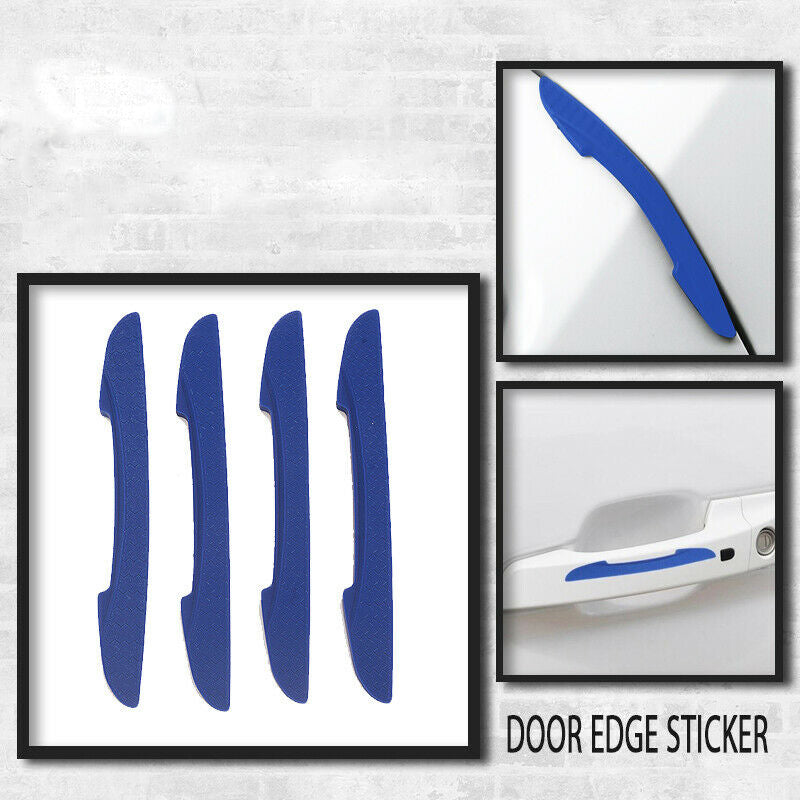 4PCS Car Blue Door Edge Guard Strip Scratch Protector Anti-collision Trim Rubber