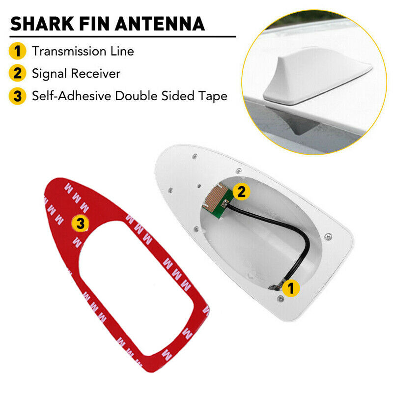 White Car SUV Shark Fin Aerial Antenna Roof AM/FM Radio Signal Mast For BMW Ford