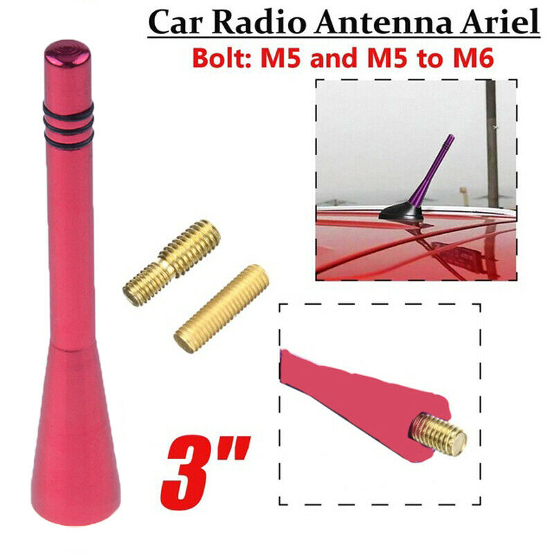 3"Red Car Stubby Roof Aerial Bee Sting Mini Mast Antenna Ariel AM/FM Universal