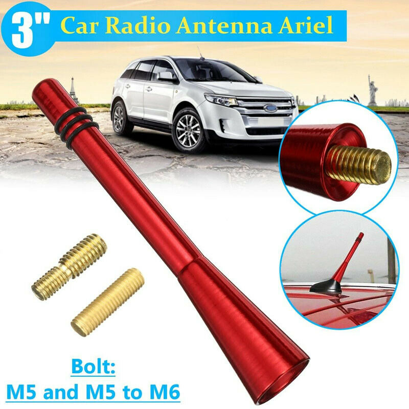 3"Red Car Stubby Roof Aerial Bee Sting Mini Mast Antenna Ariel AM/FM Universal