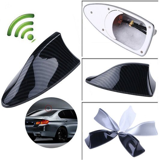 1pcs Carbon Fiber Car Shark Fin Aerial Antenna Roof AM/FM Radio Signal Decor